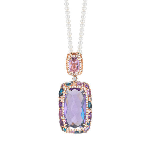 EP00652RAM <br> Diamond weight- .64  <br>Blue Topaz weight- 3.45  <br>Amethyst- 22 carats(w/o chain)