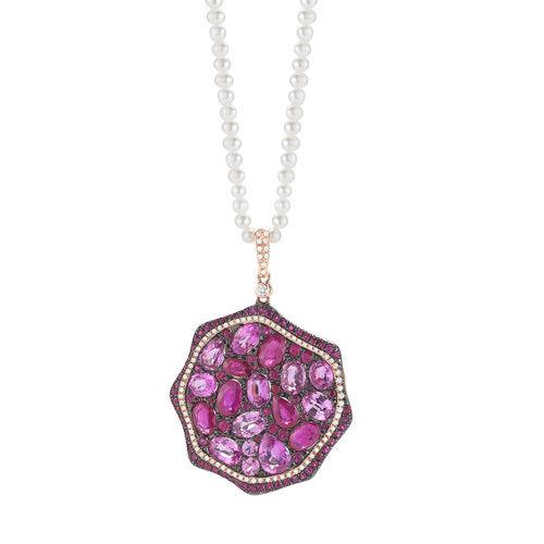 HF04521PBRR<br>  Diamond weight- .27<br>  Pink and red sapphire weight- 7.26(w/o chain)