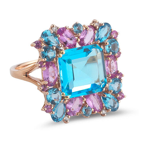 HF0521RRBTPS  <br>Diamond weight- .04<br>  Blue Topaz weight- 6.73 <br> Pink Sapphire weight- 1.97