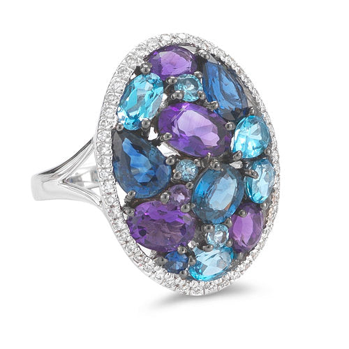 HG04458RWSBA<br>Diamond weight- .20  <br>Sapphire weight- 1.48  <br>Blue Topaz weight- .98  <br>Amethyst weight- 1.10