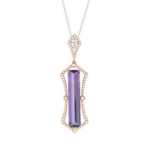 EP00664RAM <br> Diamond weight- .74  <br>Amethyst weight- 12.11(w/o chain)