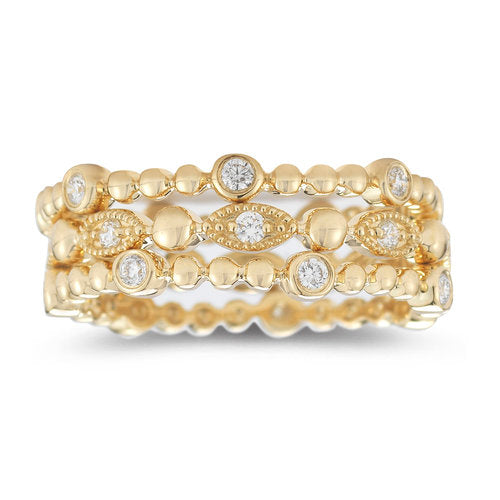 R14209<br>Stacked rings <br> Total diamond weight- .43