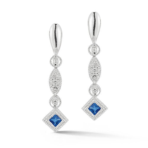 E24422SWN <br> Antique Style Dangle<br>  .03 Dia. .12 Sapphire Earrings