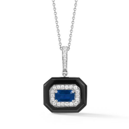 P45201S  <br>Onyx Necklace  <br>.73 Sapphire/.11 Dia.