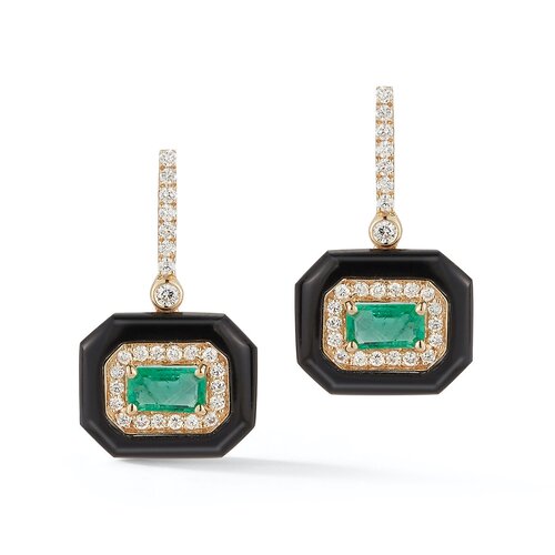 E4881EOn<br>  Onyx, 1.72 Emerald, .24 Dia. Earrings