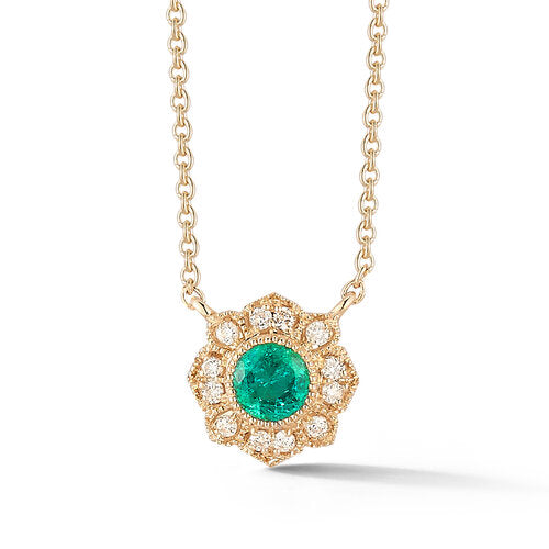 N1089E  <br>Emerald and Diamond Necklace <br> .06 Dia./.19 Em.