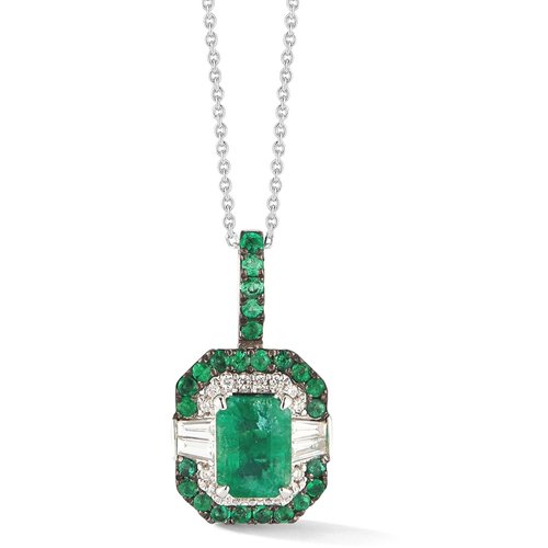 P4705E  <br>Beautiful Diamond and Emerald Pendant <br> .20 Dia./1.31 Emeralds