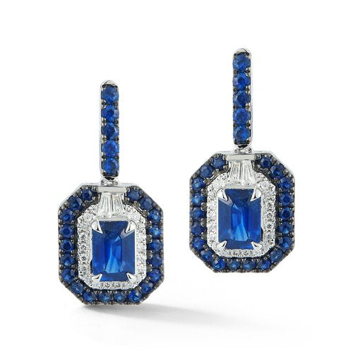 E5192 <br> Diamond and Sapphire Earrings<br>  .17 Dia/1.97 Sapph.