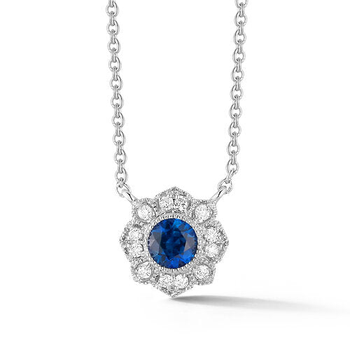 N1089LSWN<br>  Sapphire and Diamond Necklace <br> .06 Dia./ .22 Sapphire