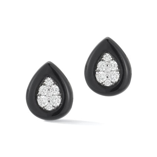 E4983DONWN <br> Pear Shaped Onyx and .18 Dia. Earrings