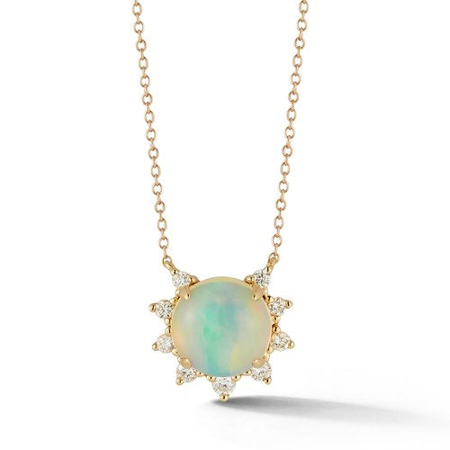 LN00199 <br> Delicate Opal Necklace with Diamonds<br>  .16 Dia./1.47 Opal