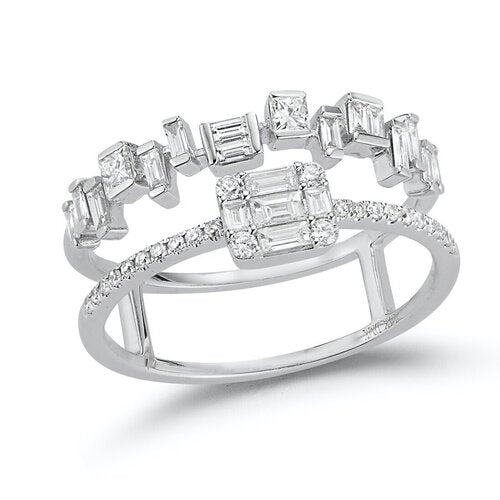 R20718 <br> Baguette and Diamond Wild Squares Ring<br>  .64 Dia.