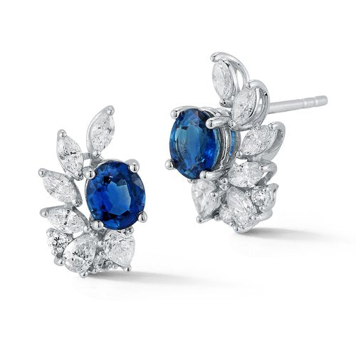 E5246 <br> Gorgeous 1.85 carat Sapphire and 1.08 carat Diamond Earrings