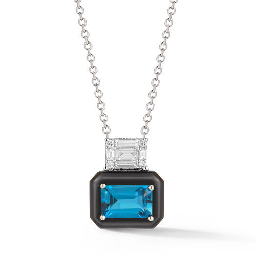 P4551LBT  <br>London Blue Topaz Necklace<br> .11 Dia./.74 B.T.