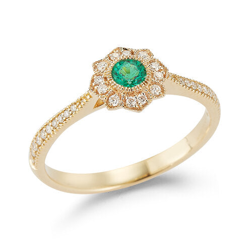 R8585E <br> Happy Emerald and Diamond<br>  .17 em.  .15 dia.