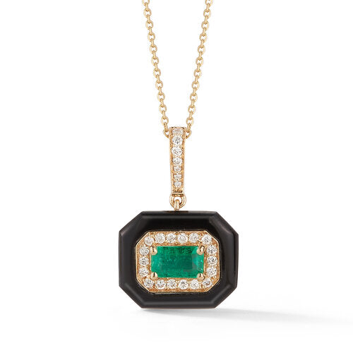 P45201E <br> Onyx Necklace <br>.12 Dia./ .51 Em.