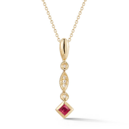 P24527R <br> Diamond Shaped Necklace <br> .04 Dia./.13 Ruby