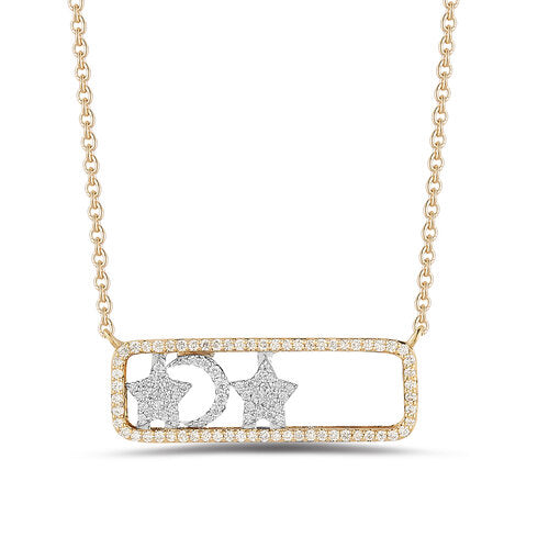 P45092T <br> Moveable Star and Moon Necklace<br> .26 Dia.