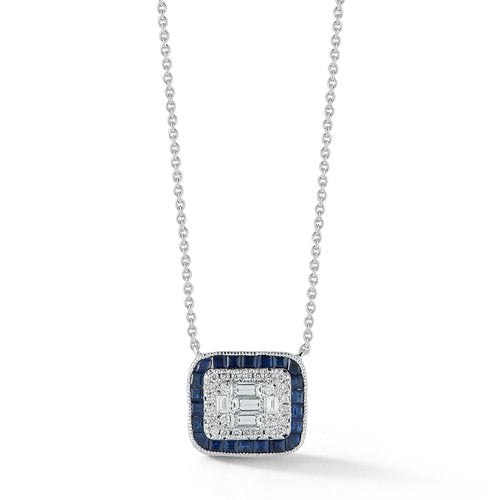 P4704 <br> Antique Look Sapphire and Diamond Necklace <br> .28 dia./.75 Sapphires