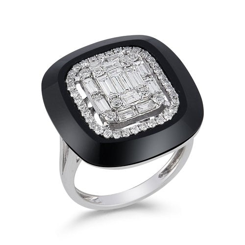 R12163  <br>Jumbo Diamond and Onyx Lasting Impression Ring  <br>1.15 Dia.