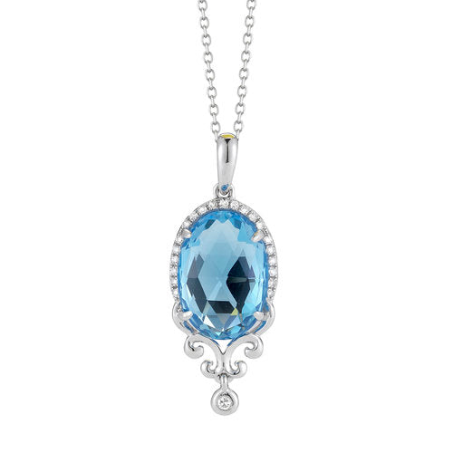 P08839WBT<br>  Diamond weight- .08  <br>Blue Topaz weight- 3.95(w/o chain)