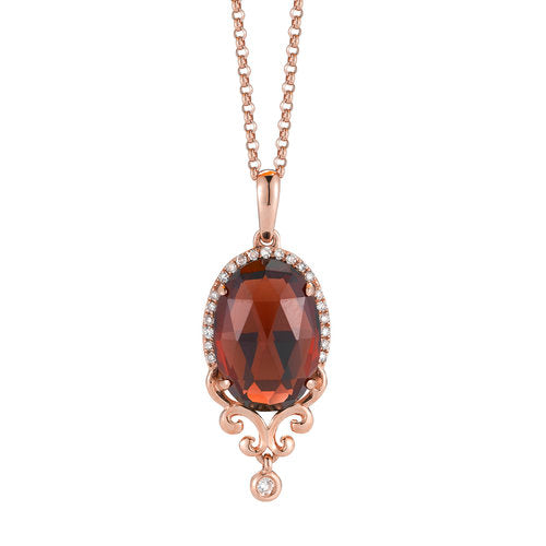 P08839RGAR <br> Diamond weight- .08  <br>Garnet weight- 3.00(w/o chain)