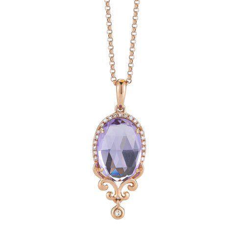 P08839RAM<br>  Diamond weight- .08  <br>Amethyst weight- 2.98(w/o chain)